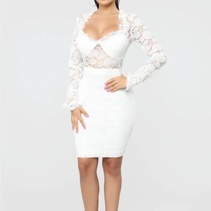Fashion nova lace dress White - size M
